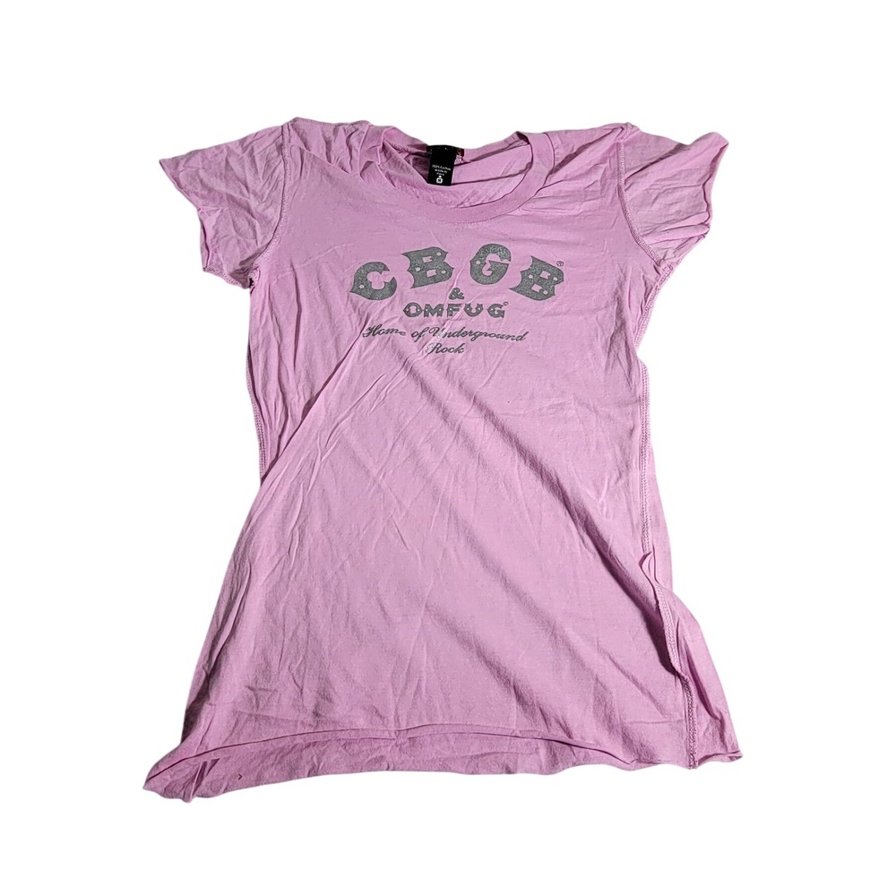 CBGB OMFUG Home of Underground Rock Pink Graphic Tee Shirt Womens Medium
